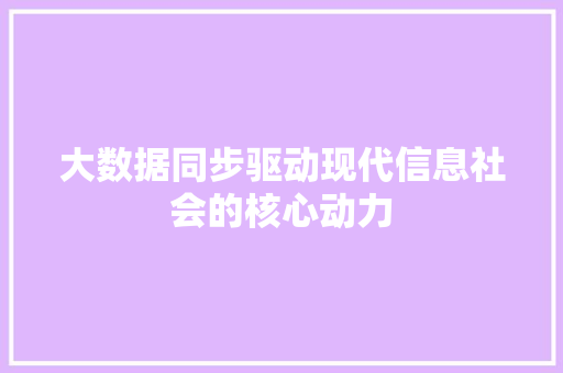 大数据同步驱动现代信息社会的核心动力