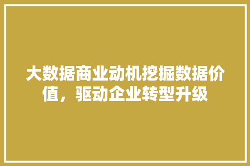 大数据商业动机挖掘数据价值,驱动企业转型升级 大数据商业动机挖掘数据价值,驱动企业转型升级