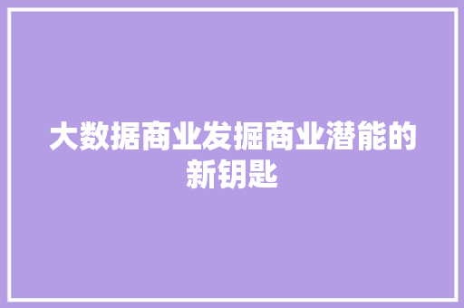 大数据商业发掘商业潜能的新钥匙