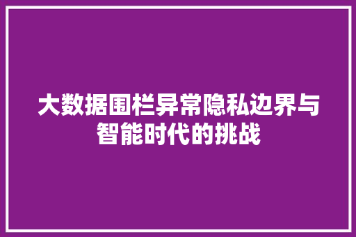 大数据围栏异常隐私边界与智能时代的挑战 大数据围栏异常隐私边界与智能时代的挑战