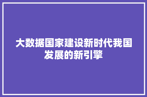 大数据国家建设新时代我国发展的新引擎 大数据国家建设新时代我国发展的新引擎