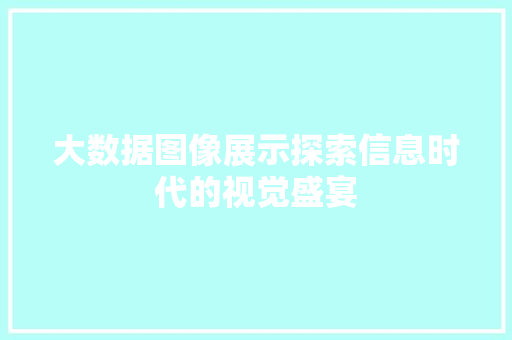 大数据图像展示探索信息时代的视觉盛宴 大数据图像展示探索信息时代的视觉盛宴