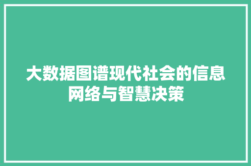 大数据图谱现代社会的信息网络与智慧决策