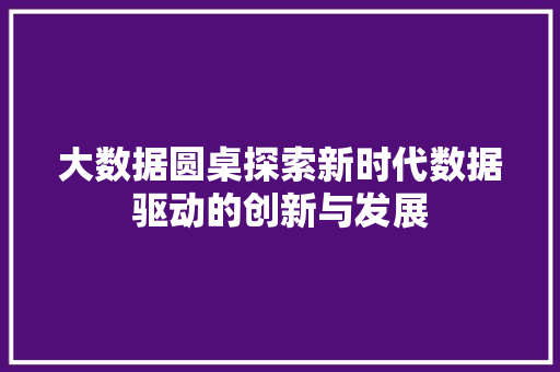 大数据圆桌探索新时代数据驱动的创新与发展