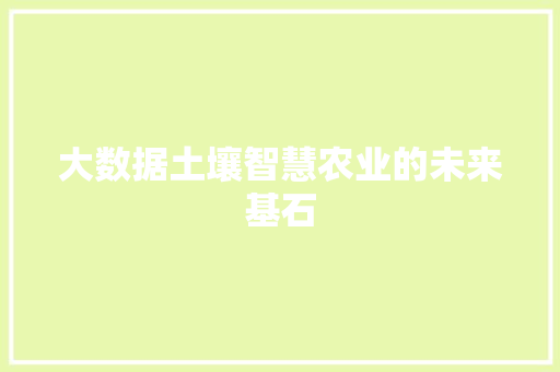 大数据土壤智慧农业的未来基石