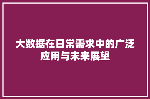大数据在日常需求中的广泛应用与未来展望