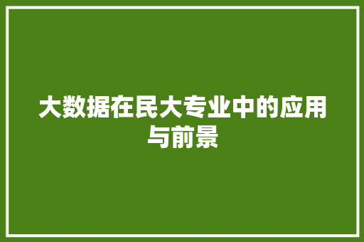 大数据在民大专业中的应用与前景