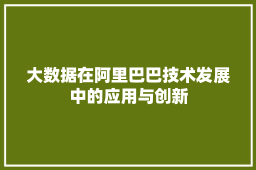 大数据在阿里巴巴技术发展中的应用与创新