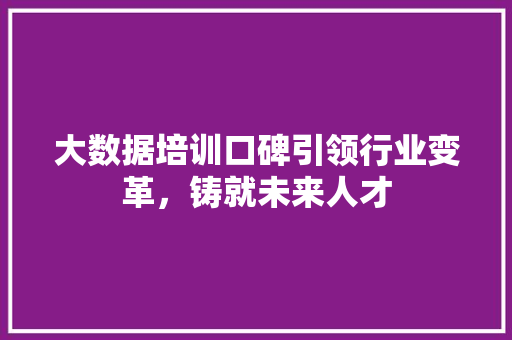 大数据培训口碑引领行业变革，铸就未来人才
