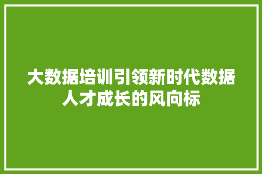 大数据培训引领新时代数据人才成长的风向标
