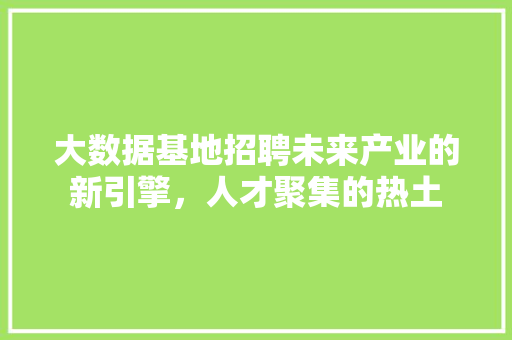 大数据基地招聘未来产业的新引擎，人才聚集的热土