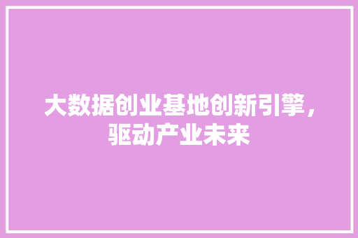 大数据创业基地创新引擎，驱动产业未来