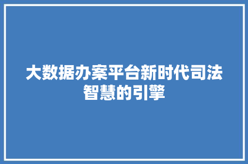 大数据办案平台新时代司法智慧的引擎