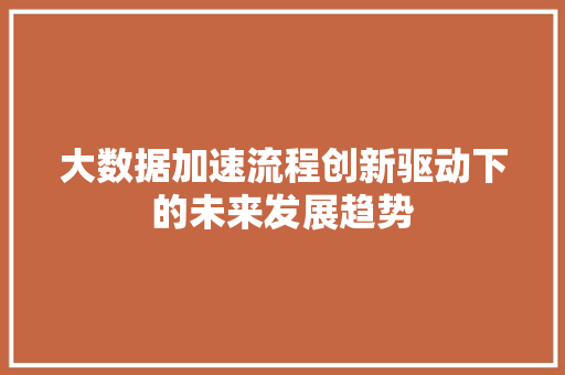 大数据加速流程创新驱动下的未来发展趋势