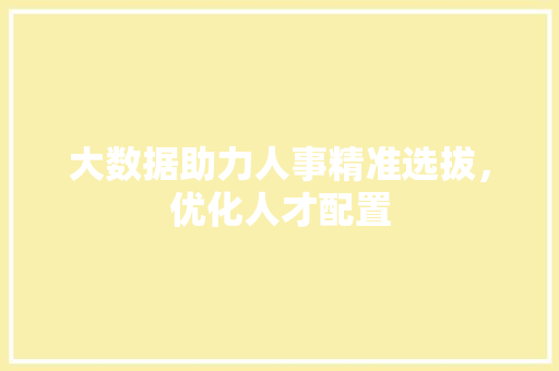 大数据助力人事精准选拔,优化人才配置 大数据助力人事精准选拔,优化人才配置