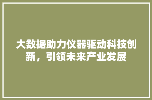 大数据助力仪器驱动科技创新,引领未来产业发展 大数据助力仪器驱动科技创新,引领未来产业发展