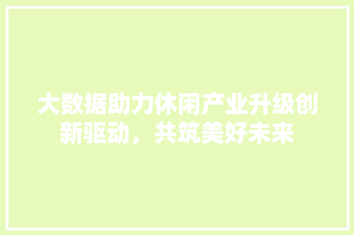 大数据助力休闲产业升级创新驱动，共筑美好未来