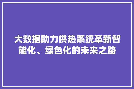 大数据助力供热系统革新智能化、绿色化的未来之路