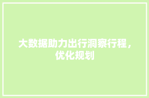 大数据助力出行洞察行程，优化规划