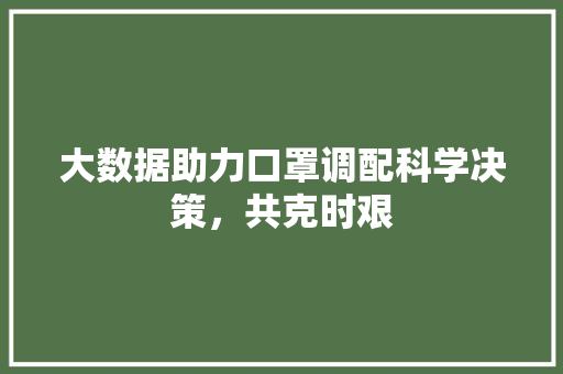 大数据助力口罩调配科学决策，共克时艰