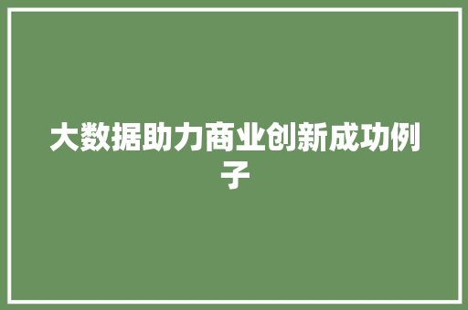 大数据助力商业创新成功例子 大数据助力商业创新成功例子