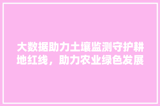大数据助力土壤监测守护耕地红线,助力农业绿色发展 大数据助力土壤监测守护耕地红线,助力农业绿色发展