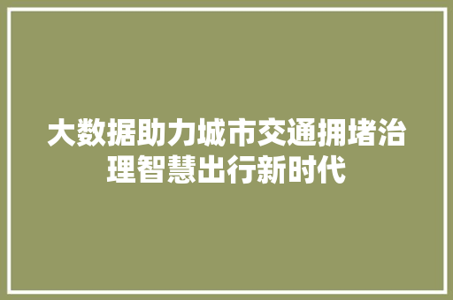 大数据助力城市交通拥堵治理智慧出行新时代