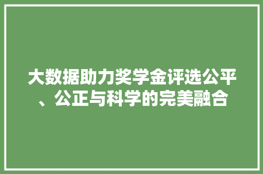 大数据助力奖学金评选公平、公正与科学的完美融合