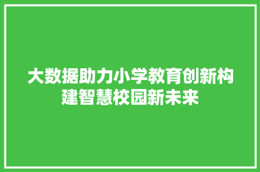 大数据助力小学教育创新构建智慧校园新未来 大数据助力小学教育创新构建智慧校园新未来