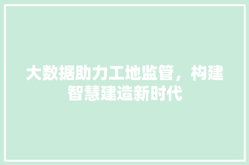 大数据助力工地监管,构建智慧建造新时代 大数据助力工地监管,构建智慧建造新时代