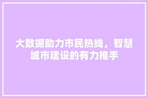 大数据助力市民热线,智慧城市建设的有力推手 大数据助力市民热线,智慧城市建设的有力推手