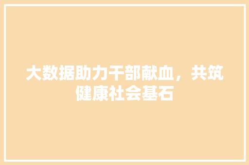 大数据助力干部献血,共筑健康社会基石 大数据助力干部献血,共筑健康社会基石