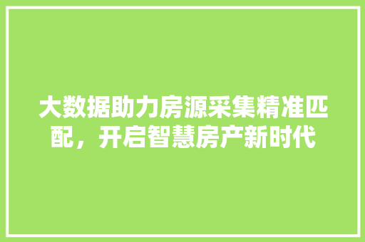 大数据助力房源采集精准匹配,开启智慧房产新时代 大数据助力房源采集精准匹配,开启智慧房产新时代