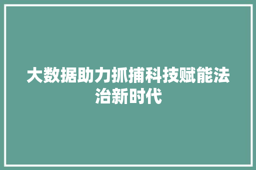 大数据助力抓捕科技赋能法治新时代 大数据助力抓捕科技赋能法治新时代