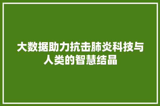大数据助力抗击肺炎科技与人类的智慧结晶 大数据助力抗击肺炎科技与人类的智慧结晶