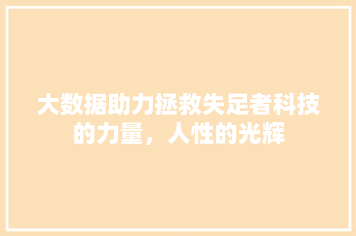 大数据助力拯救失足者科技的力量，人性的光辉