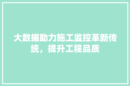 大数据助力施工监控革新传统，提升工程品质