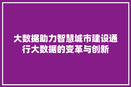 大数据助力智慧城市建设通行大数据的变革与创新