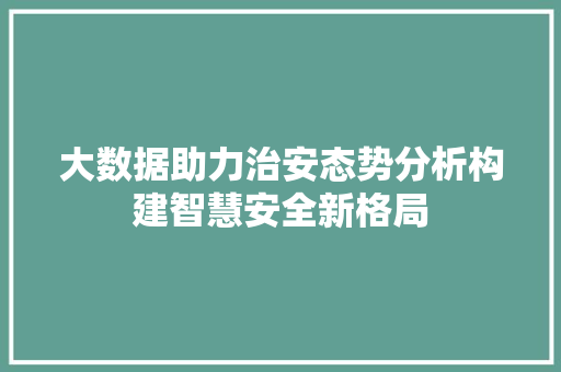 大数据助力治安态势分析构建智慧安全新格局