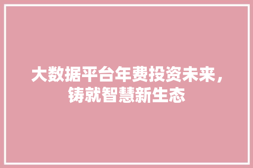 大数据平台年费投资未来,铸就智慧新生态 大数据平台年费投资未来,铸就智慧新生态