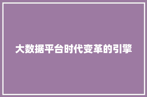 大数据平台时代变革的引擎 电脑基础
