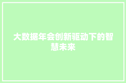 大数据年会创新驱动下的智慧未来