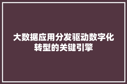 大数据应用分发驱动数字化转型的关键引擎 电脑配置 大数据应用分发驱动数字化转型的关键引擎 电脑配置