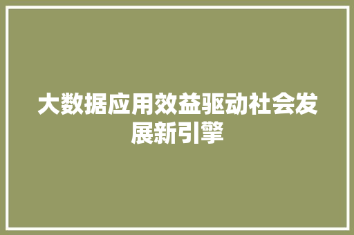 大数据应用效益驱动社会发展新引擎 大数据应用效益驱动社会发展新引擎