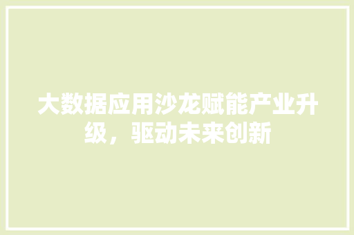 大数据应用沙龙赋能产业升级,驱动未来创新 大数据应用沙龙赋能产业升级,驱动未来创新