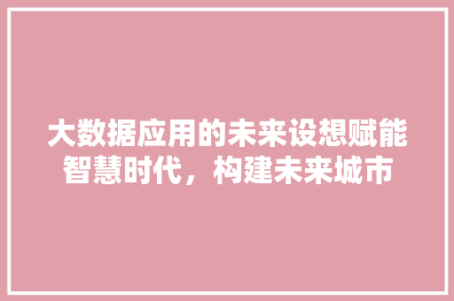 大数据应用的未来设想赋能智慧时代,构建未来城市 大数据应用的未来设想赋能智慧时代,构建未来城市