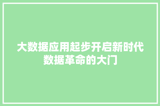 大数据应用起步开启新时代数据革命的大门