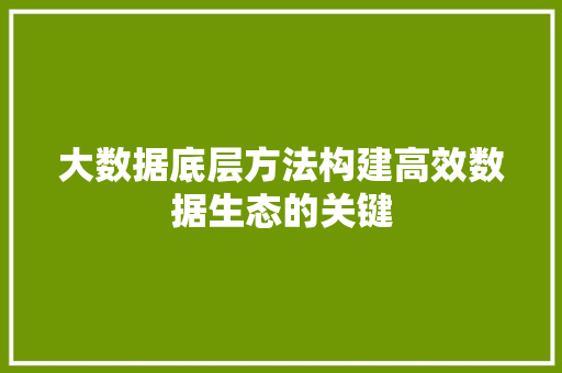 大数据底层方法构建高效数据生态的关键