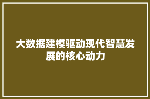 大数据建模驱动现代智慧发展的核心动力