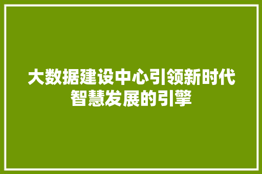 大数据建设中心引领新时代智慧发展的引擎